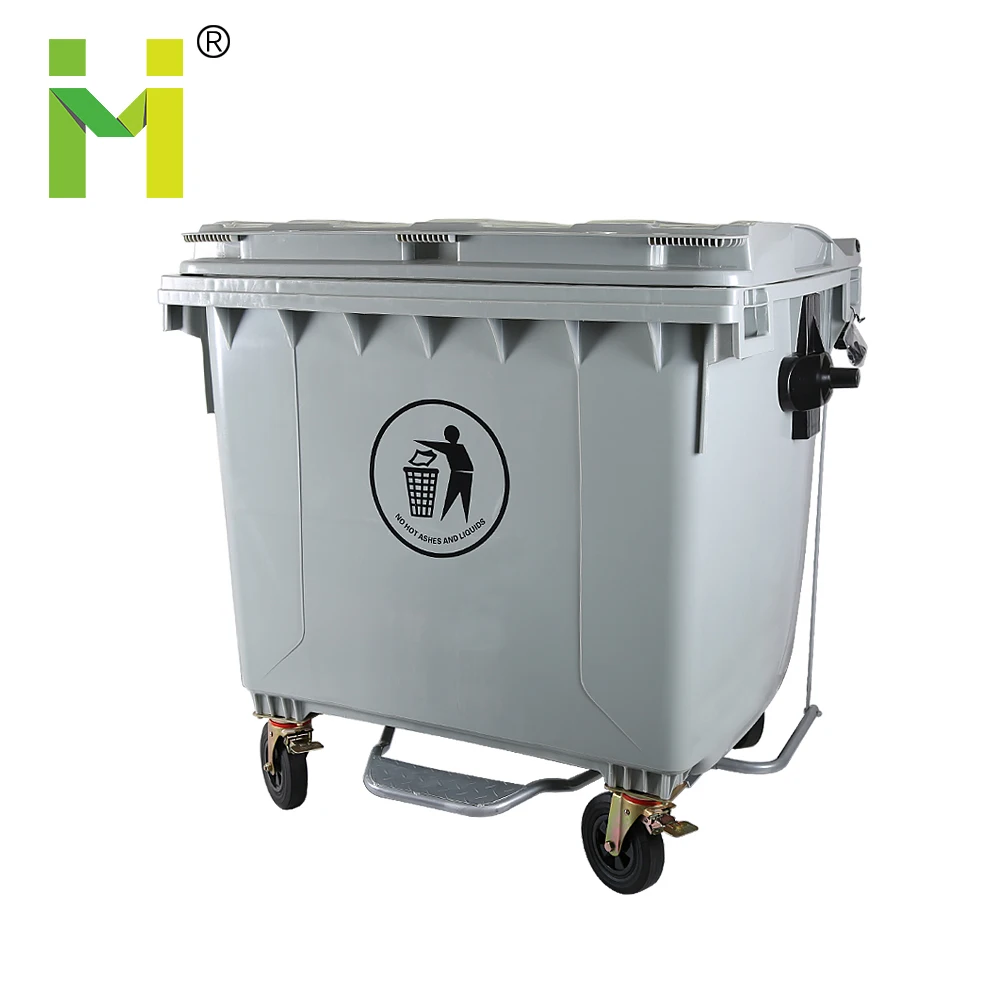  1100L 1200 660 мусорный ящик Крышка пластикового мусорного ведра рециркулирует на открытом воздухе отходов большой мусорные баки с