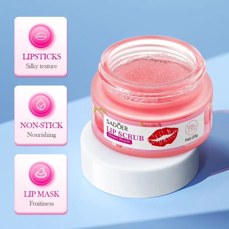 Custom Fruit Lip Scrub Sugar Avocado Peach Orange Coffee Bean Strawberry Moisturizing Lip Balm Wholesale