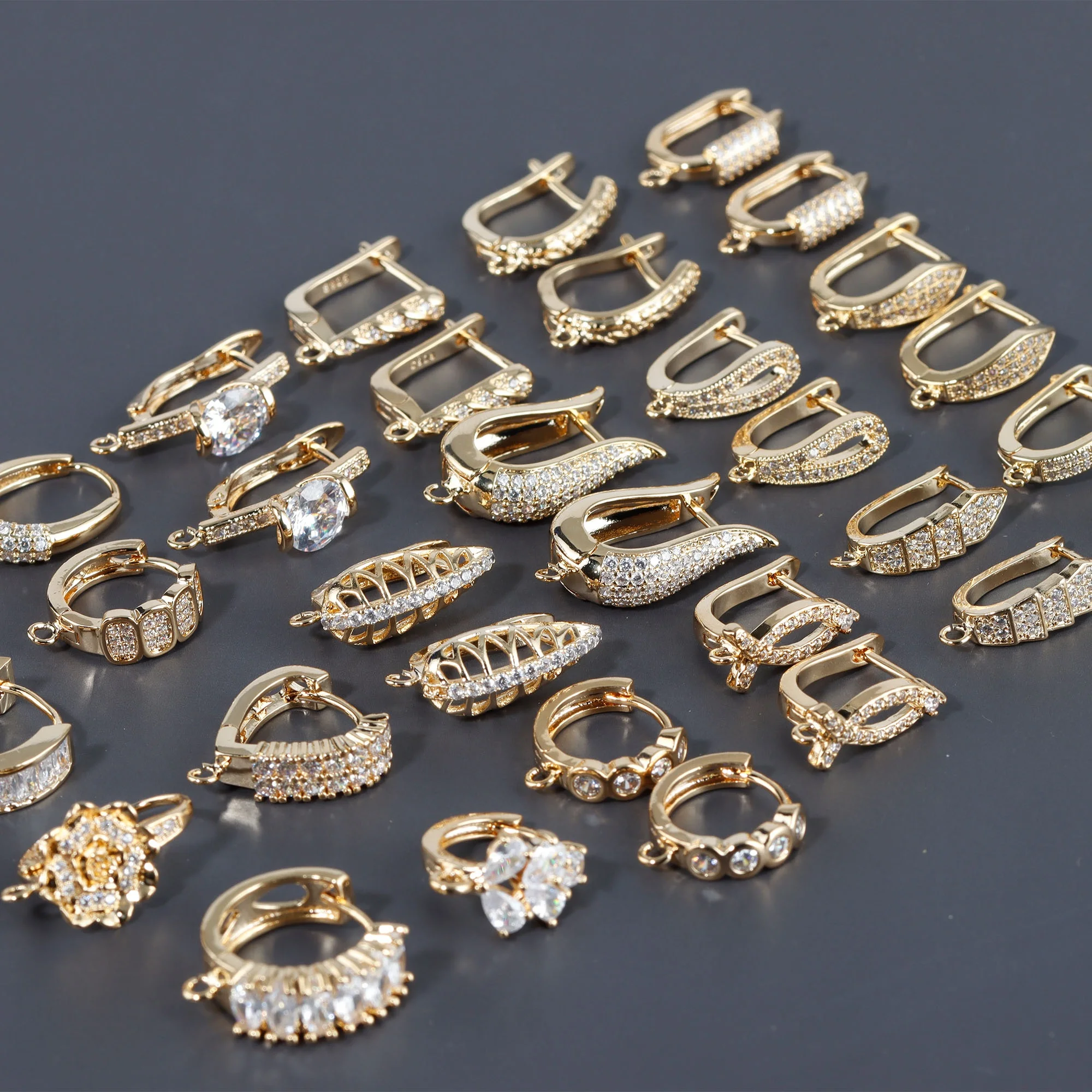 M938  Fashion 18K Gold Plated Zircon Clasp Hook Diy Earring Pendant Jewelry Making Accessories  10pcs/lot