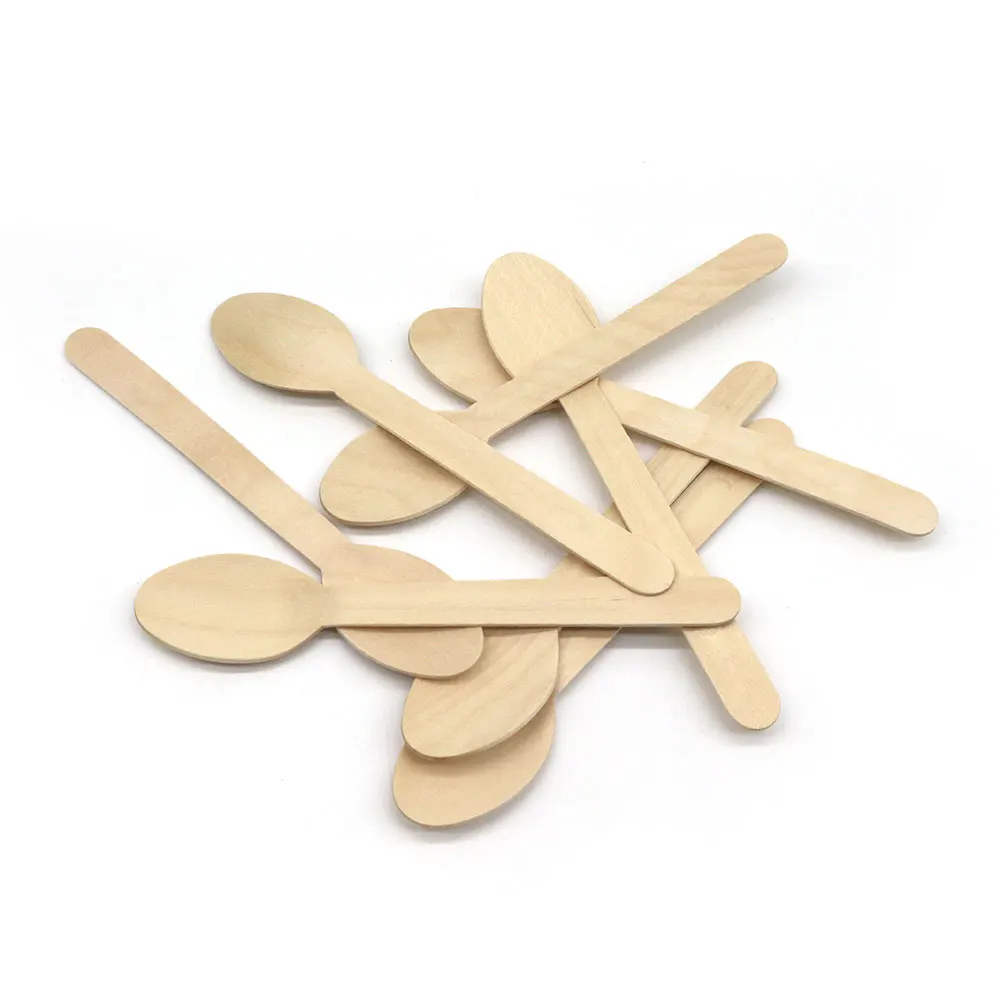 160mm Hump Cheap Disposable Edible Large Novelty Birch Wood Bio Degradable Wooden Serving Spoons