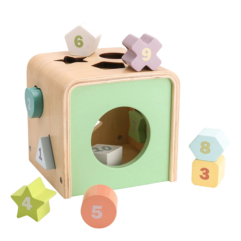 wooden colored toy shape sorting machine, baby wooden Montessori educational cognitive toy