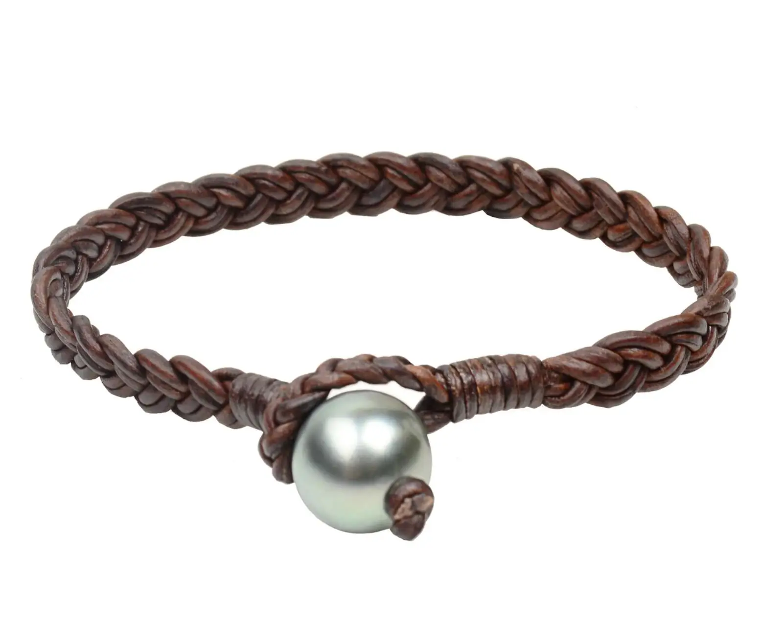 Full Customization Braided Leather Tahiti Pearl Bracelet Men