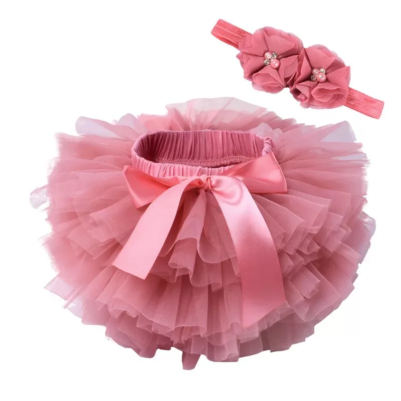 Baby Girls Tutu Skirts Dresses Diaper Cover Cotton Tulle Bloomers and Headband Set