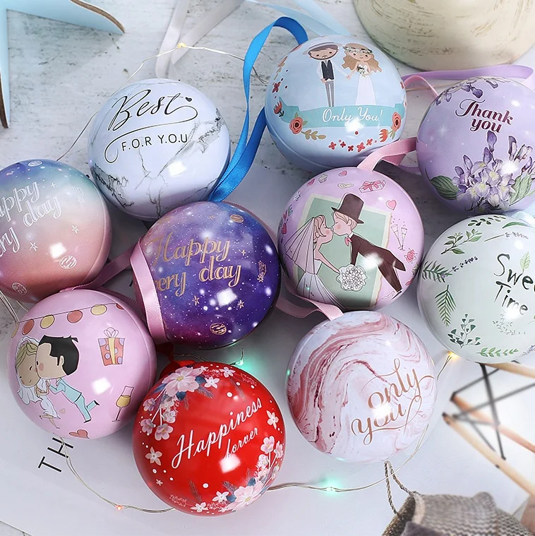 Customized 6.8cm Multi Color Rainbow Color European Christmas Wedding Birthday Favor Tin Candy Tin Box for  Guest