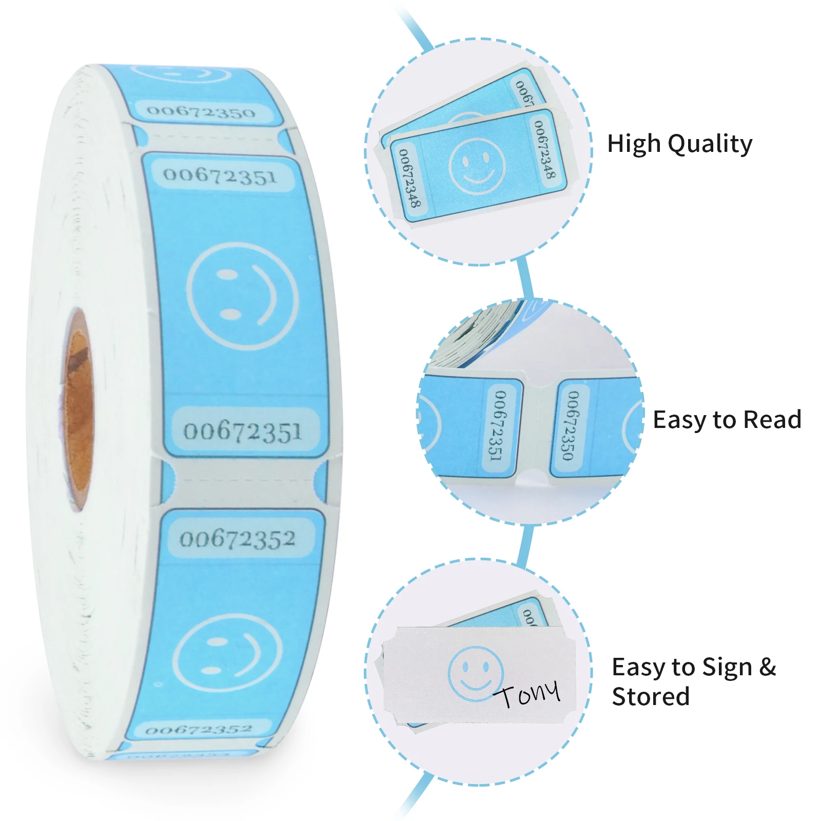 L LIKED Smile Raffle Tickets Roll,Each Tickets 1'x2', for Class Reward, Fundraiser & Prizes,1000 Tickets/Single