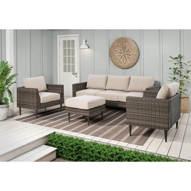 Outdoor Garden Chairs Furniture Sofa Sets Wicker Patio Cushion Garden Set Rattan Leisure Table And Chairs With Side Table