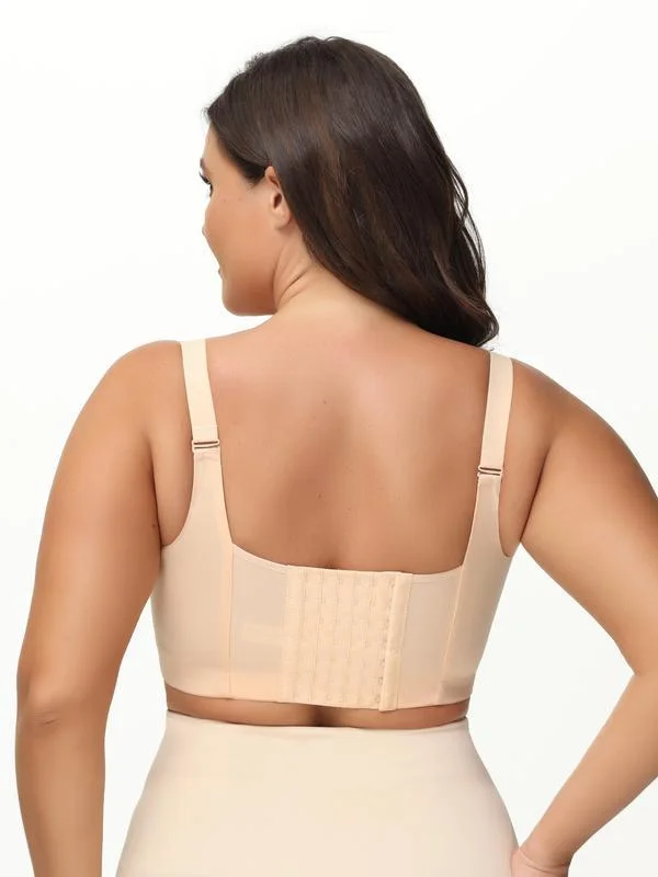 New Plus Size Women Solid Soft Underwear Wide Back Beautiful Back Deep V Big Chest Vest Adjustable Gathered Full Cup Bra