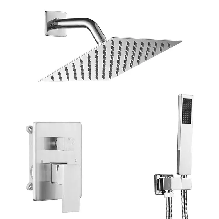 factory custom chrome ceiling full body spray rainfall shower head combo set high pressure shower head set large flow for hotels