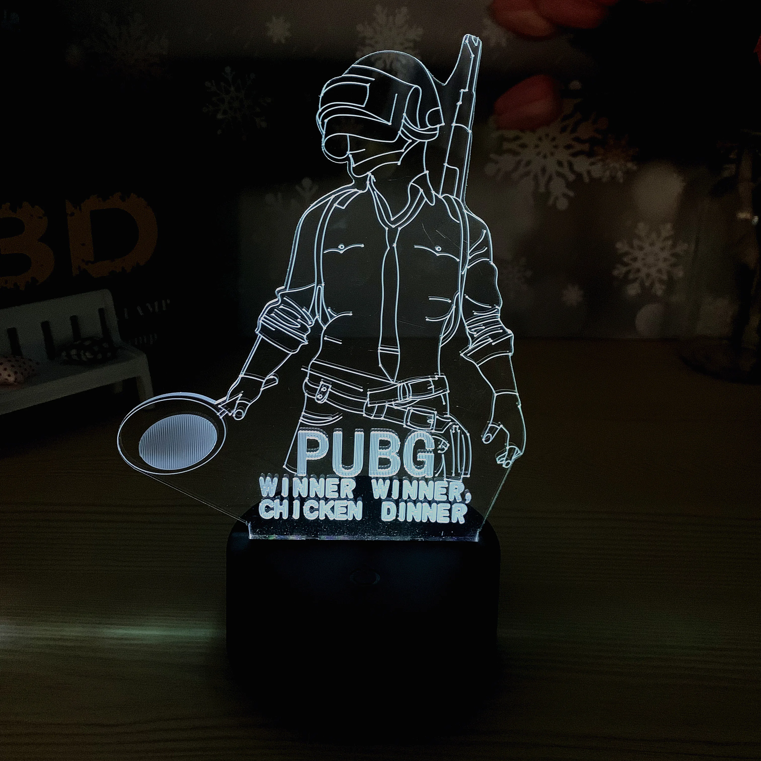 Eat chicken peace elite colorful 3D night light led induction color changing table lamp visual gift cartoon customization