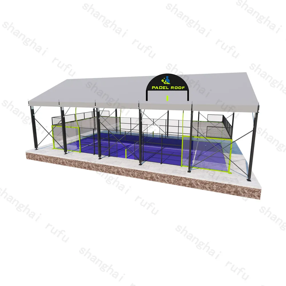 Hot Sale Competitive Price Panoramic Padel Tennis Courts Customized Color Black Tennis Platform Court with Roof