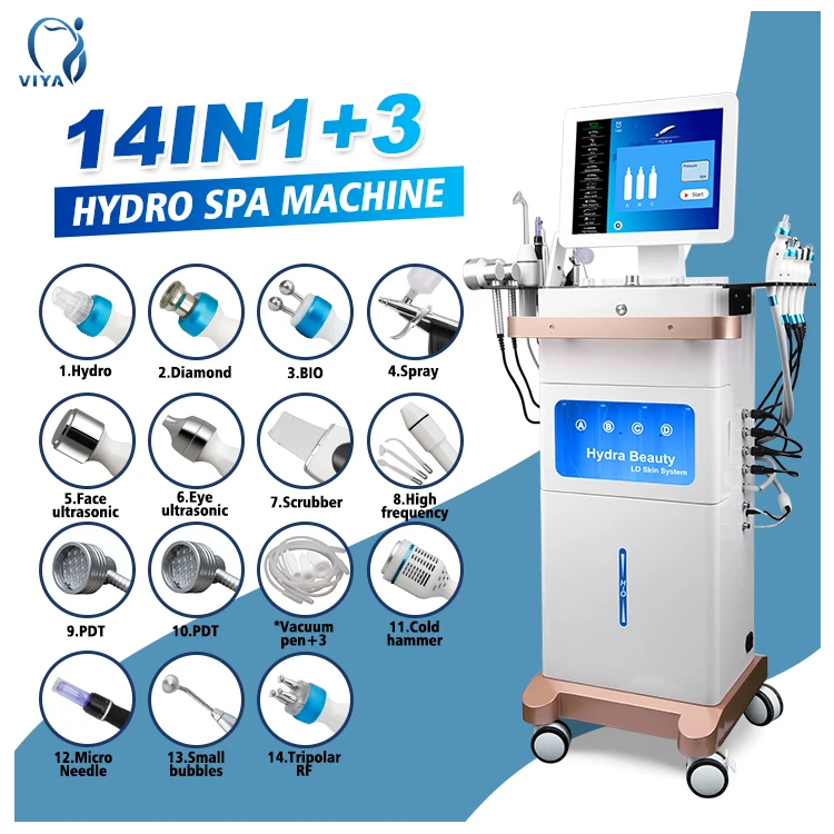 OEM/ODM Hydra 14 In 1 Diamond Peeling HydroMachine Beauty Equipment Hydra Dermabrasion H2O2 aqua Machine