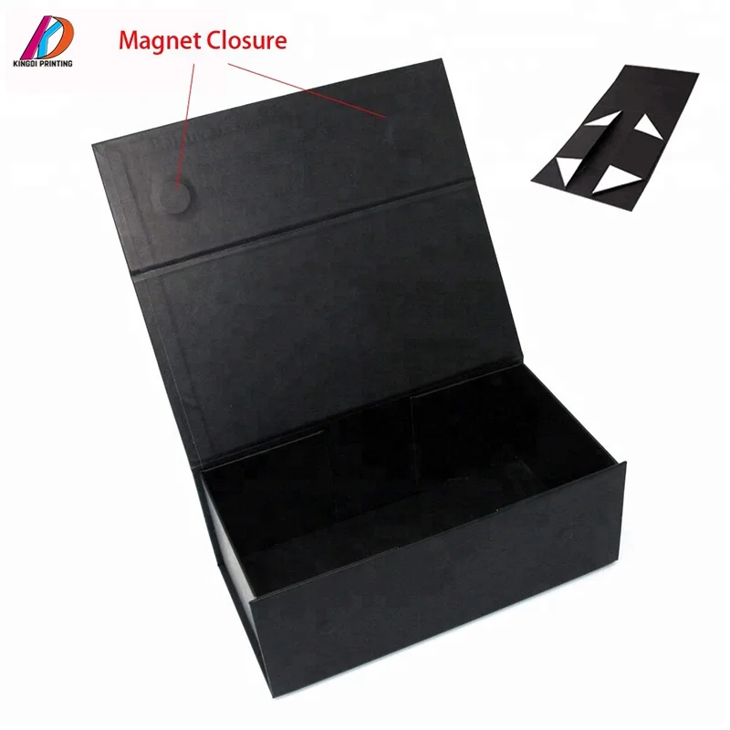 Elegant flat black cardboard magnetic gift box with lower price