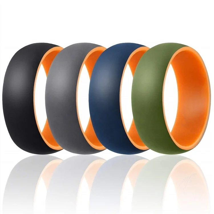 Mens Silicone Wedding Ring Wedding Band Silicone Rubber Wedding Ring for Men 3 Rings Pack Designed, Safe, Soft