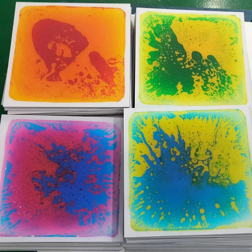 Factory Custom Colors Vinyl Gel Floor Autism Sensory Toys 50cm 40cm 30cm Nontoxic Plastic Liquid Floor Tile For Kids