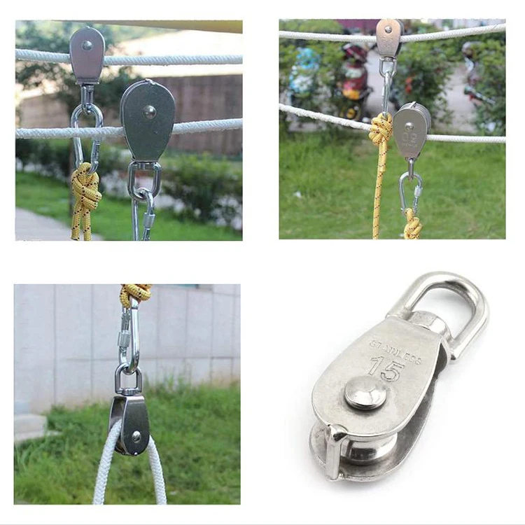 In Stock Wire Rope Hanging Pulley Wheel 304 Stainless Steel M15 Single Pulley Block