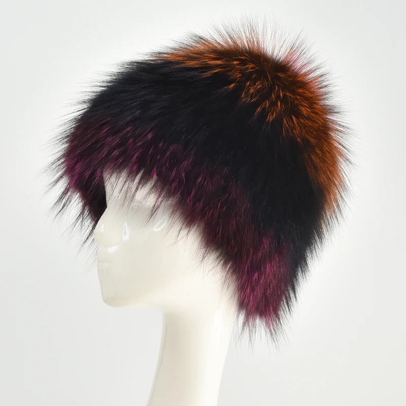 Winter Colorful Fox Fur Hat for Women Genuine Knitted Fur Beanie with Lining Warm Silver Fox Fur Caps Bomber Cap Ski Hats