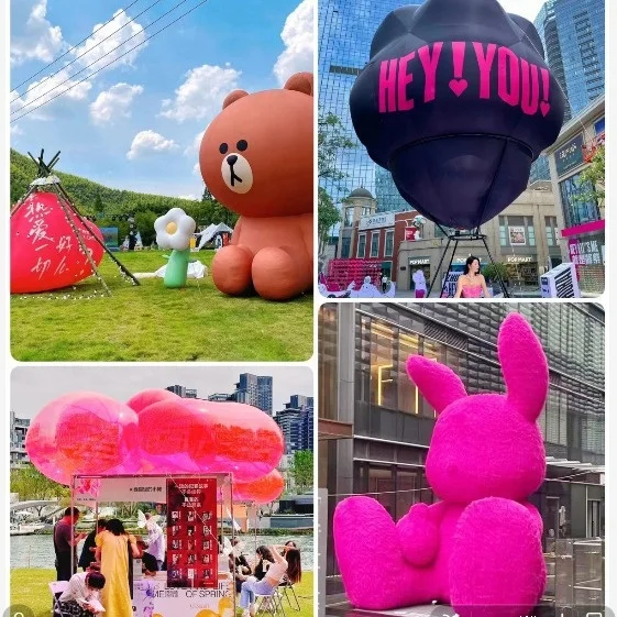 Giant inflatable Plush cartoon model stage animal Rabbit flocking advertising amusement party decoration playground park