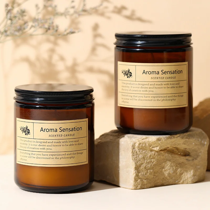Scented candle brown cup small brown bottle home bedroom sleep fragrance gift plant essential oil souvenir
