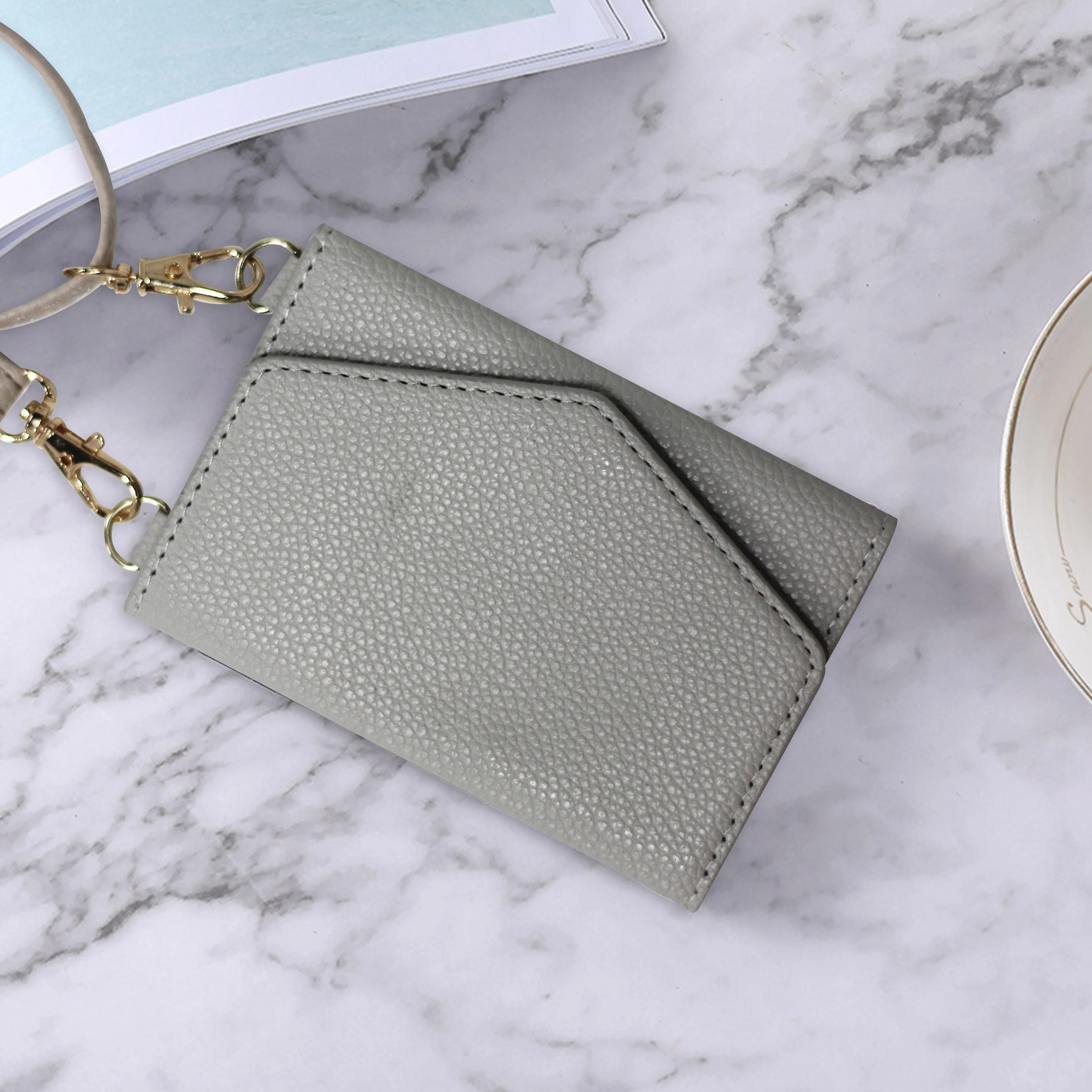 PU Leather Phone Wallet Case With Credit Card For iPhone 15 pro max 15 14 13 12 Pebble Leather Wallet Phone Case With Strap