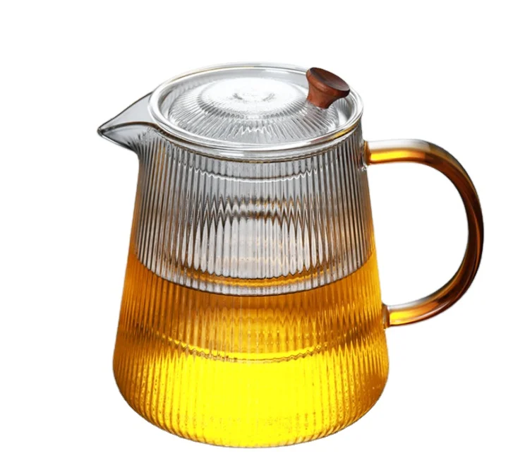 Antique Clear Glass Water Filter teapot Pitcher with Infuser glass lid and handle for tea art