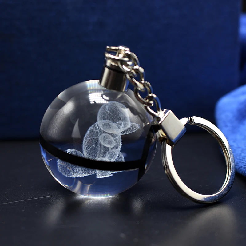 Оптовая продажа 30 мм гравированный Кристалл светодиодный Сквиртл k9 Go Ball брелок со светодиодной подсветкой для подарка Chidren