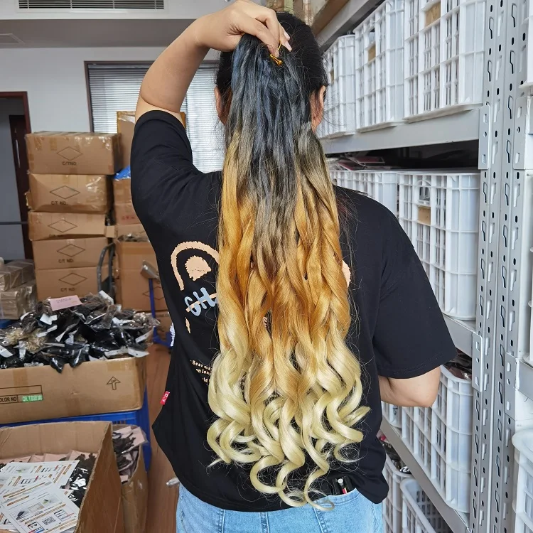 Julianna spiral french curl wave yaki pony style curly wavy afro kinky extensions synthetic braids for african hair attachments