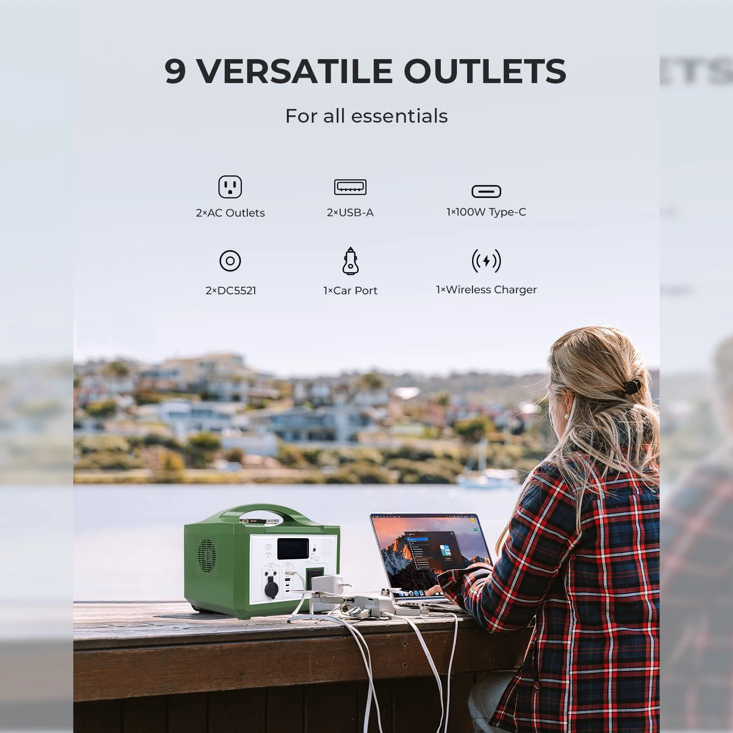 wireless phone charging Lithium battery 600W 1200W portable solar power station