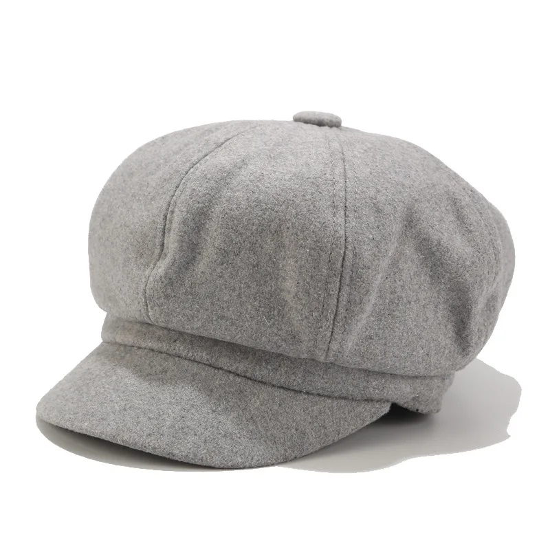 New Retro Woolen Ivy Newsboy Cabbie Gatsby Painter Hat Vintage English Octagon Hat for Men and Women