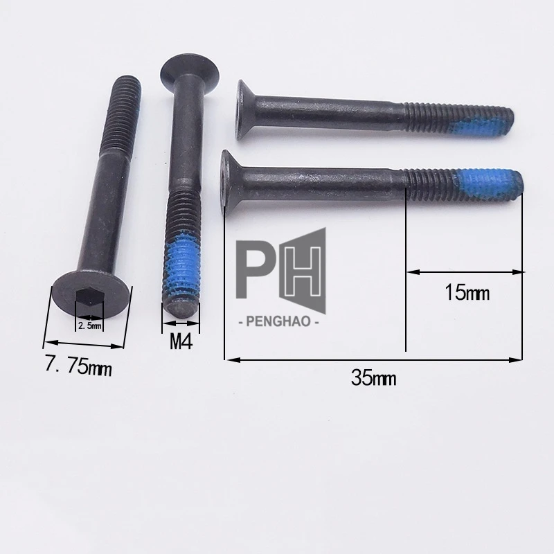 High-Strength Grade 8.8 Steel Countersunk Hex Socket Nylock Screw with Black Coating Partial Thread Anti-Loose Nylock Screw