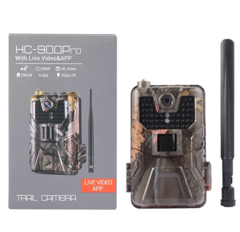 HC-900PRO 4K 30MP Hunting Camera with APP Cloud 4G Live Video 256GB Wireless IP65 Waterproof Wildlife Trail Camera