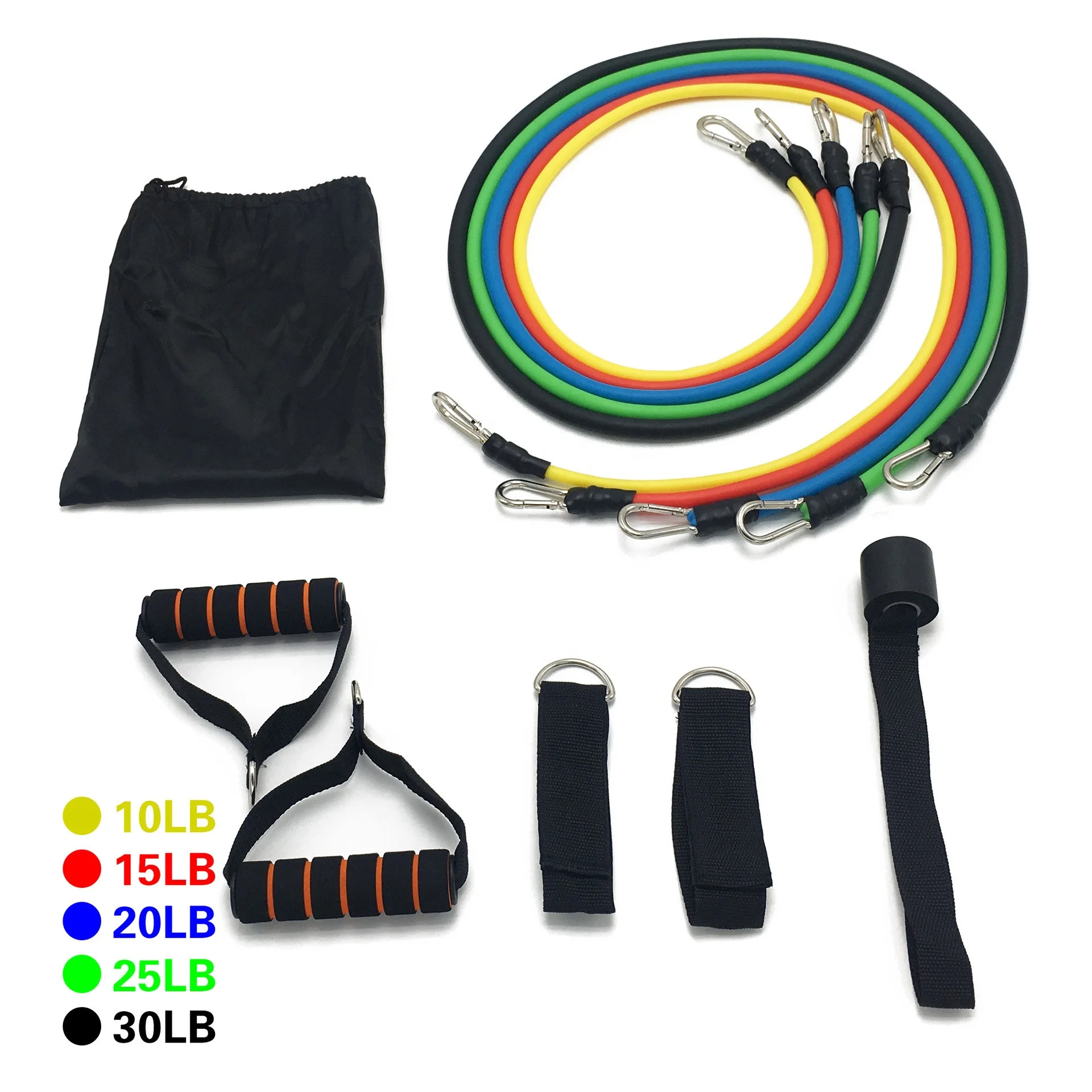  Custom logo 100lbs Latex 11 pcs resistance tube fitness with Enough Stock Resistance Rope Set Bands