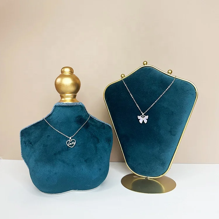 Hot Selling Multifunctional Jewelry Stand Double-sided Peacock Blue Jewelry Display Stand Jewelry Display Neck