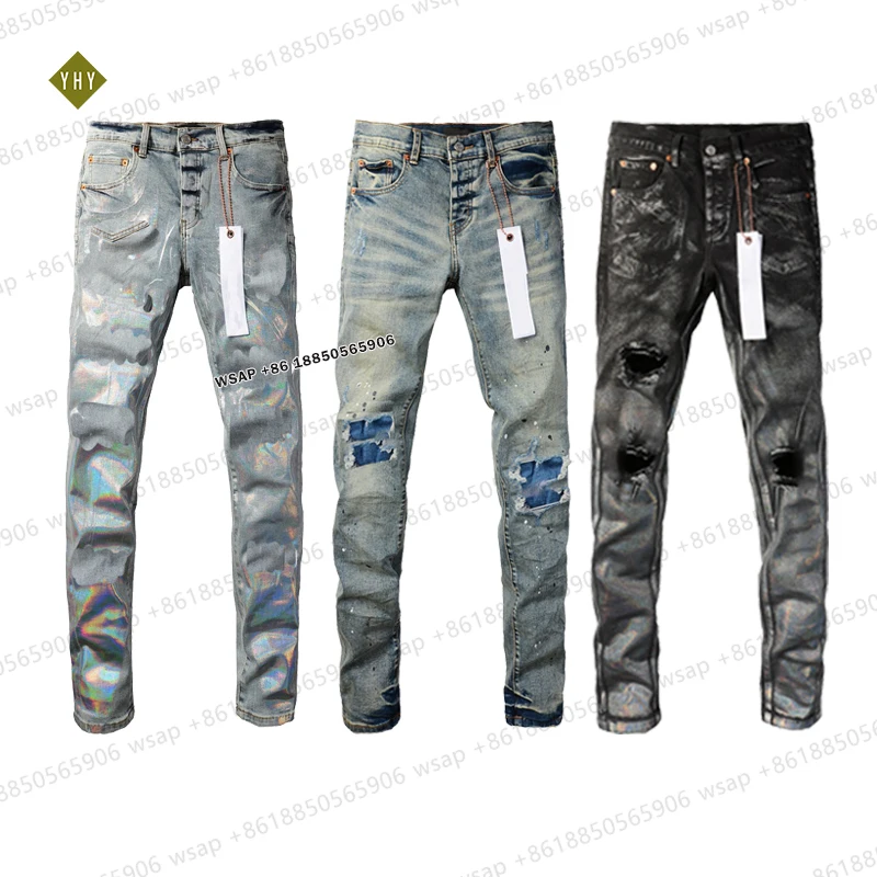 Rts Famous brands Drop shipping patched Jean Fashion Designer Slim Skinny Denim Men Jeans