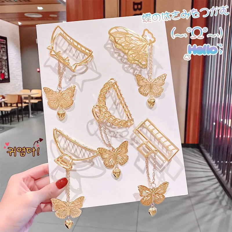 Korean Version of the New Metal bow pendant hairpin girl shark tooth fashion hair accessories