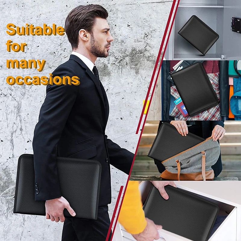 Hot Selling High Quality A4 Fireproof Document Folder Water Resistant Document Bag Money Briefcase Expanding Filing Folder