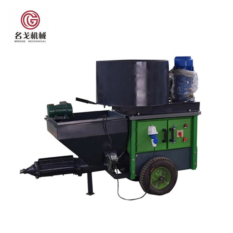 Motor Automatic Sand Mortar Spraying Pump Machine/wall Cement Plaster Machine With Mixer For Construction