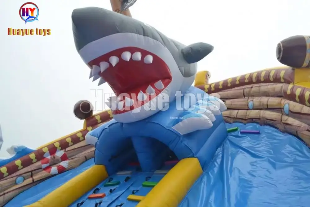 HUAYUE Cheap Price Outdoor Ocean Theme  Mobile Water Commercial Mobile Large Slide Pool Inflatable Large Shark Water Park Game