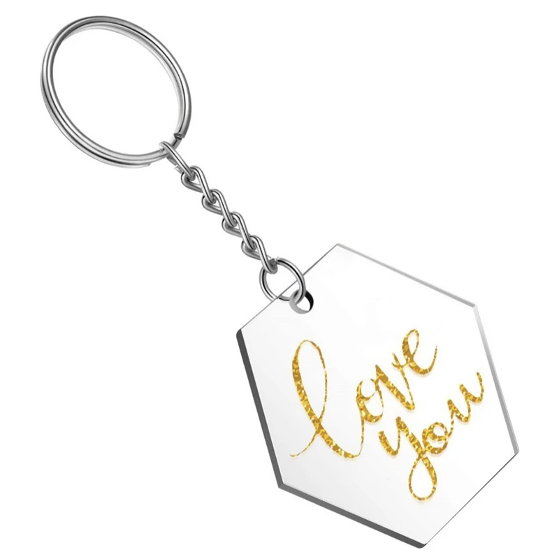 
SHTONE Metal Keyring Customized Keychain Clear Acrylic Hexagon Shaped Clear Plastic Key Chains Wholesale Promotional Gifts 