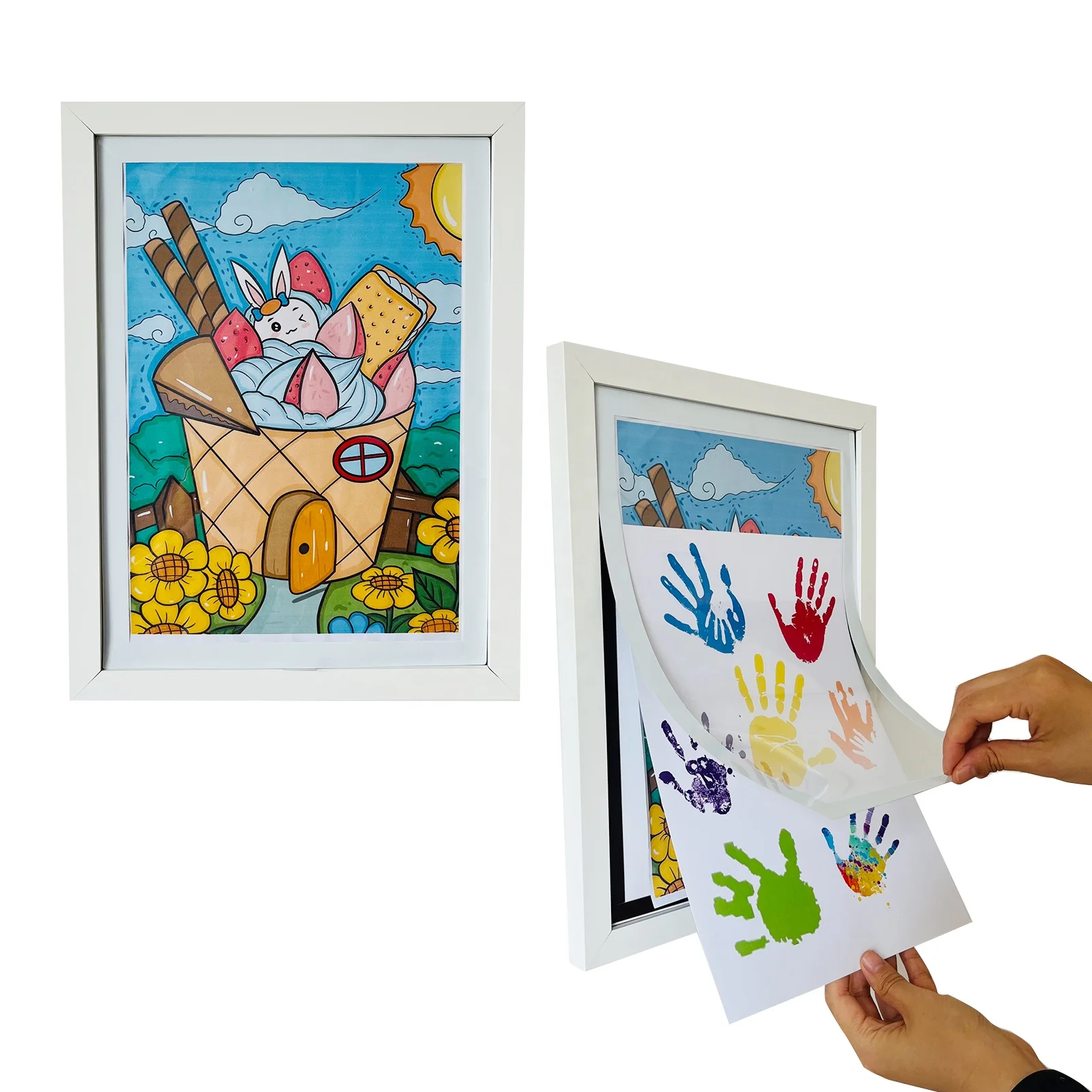 Kids Art Frame A4 Size, Front Opening Frames for Kids Artwork, Horizontal and Vertical Display kids artwork picture frame