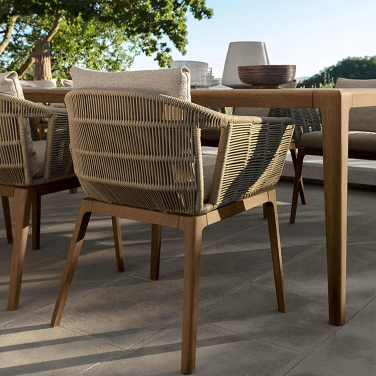 Patio Party French Bistro Cafe Furniture Stackable Garden Outdoor Dining Rope Chair