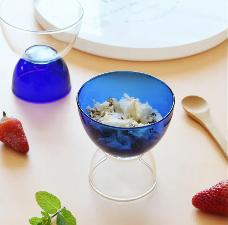 Tableware Fashion Simplicity Yogurt Milkshake Dessert Bowls Ice Cream Colored Glass Cup Fruit and Vegetable Salad Glass Bowl