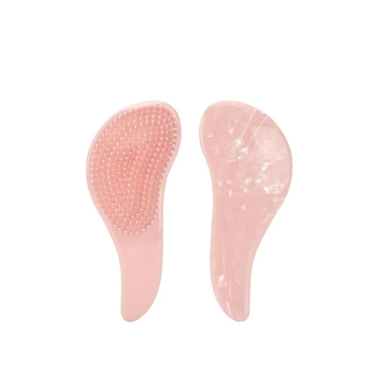 New Arrival Wet Detangler Marble Edge Customized Color Logo Massage Styling Classical  Detangling Salon Styling Hair Brush