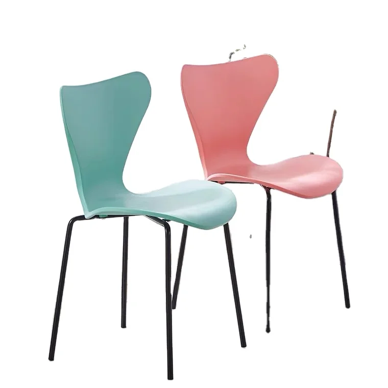 Colorful Metal Legs Stackable Plastic Dining Chairs