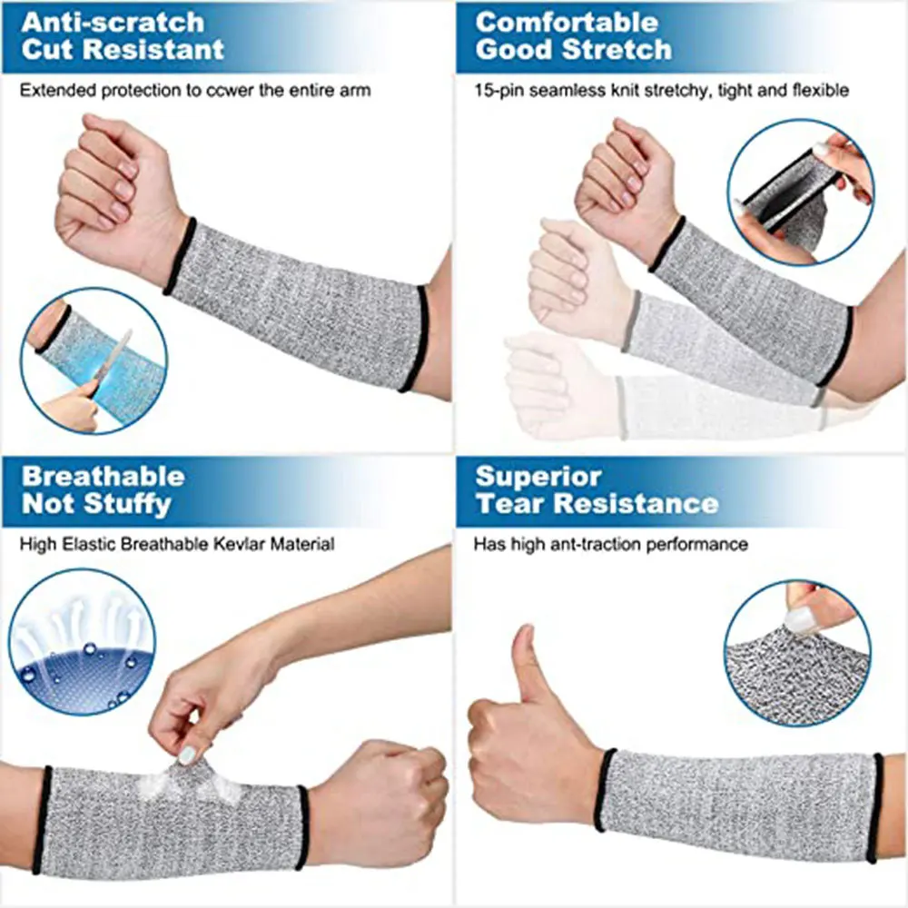 Five-Stage Anti-Cut Protective Security Sleeves Reinforced Anti-Cut Arm Guards with Velcro Thumb Buckle Safety Gloves