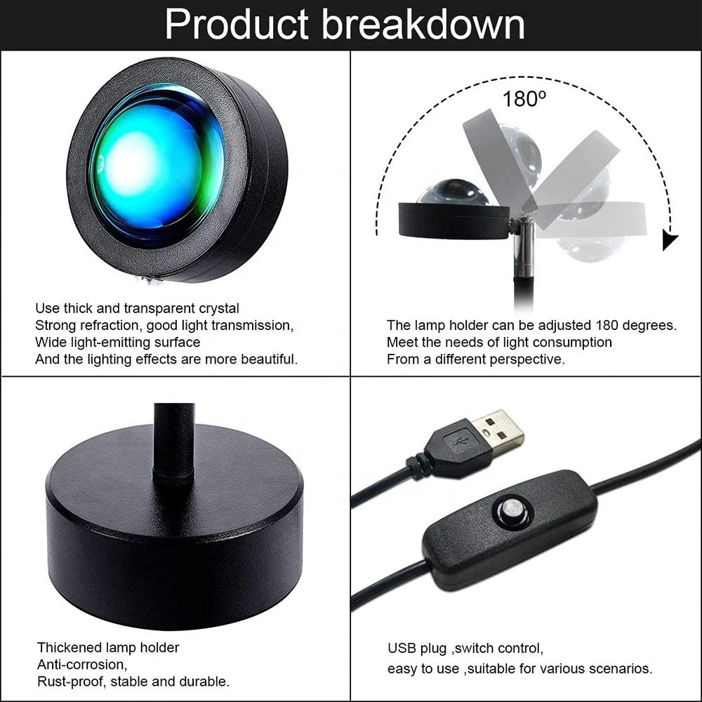 LED Dropshipping RGB Light Product High Quality Cheap Price Smart Light Sunset Projector Lamp LED Sunset Projection Light