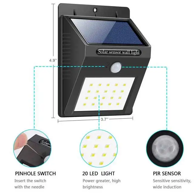 20 30 40 Led Chips 48 Cob Wireless Waterproof Wall Lamps Outdoor Light Led Motion Sensor Solar Light Solar Garden Light