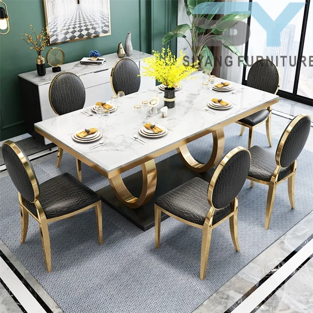 
Marble or glass desktop dining tables modern design 
