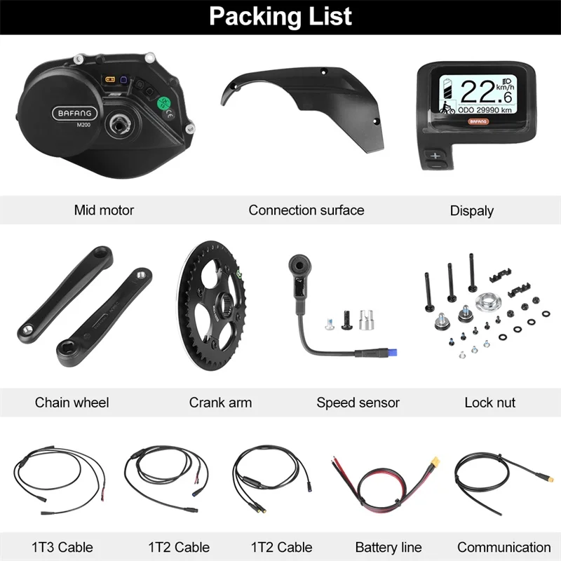 Akkubici Ebike Conversion Kit BAFANG 8FUN M200 BBS01B 36/43V 250W ebike electric mid motor bafang bicycle motor kit with display