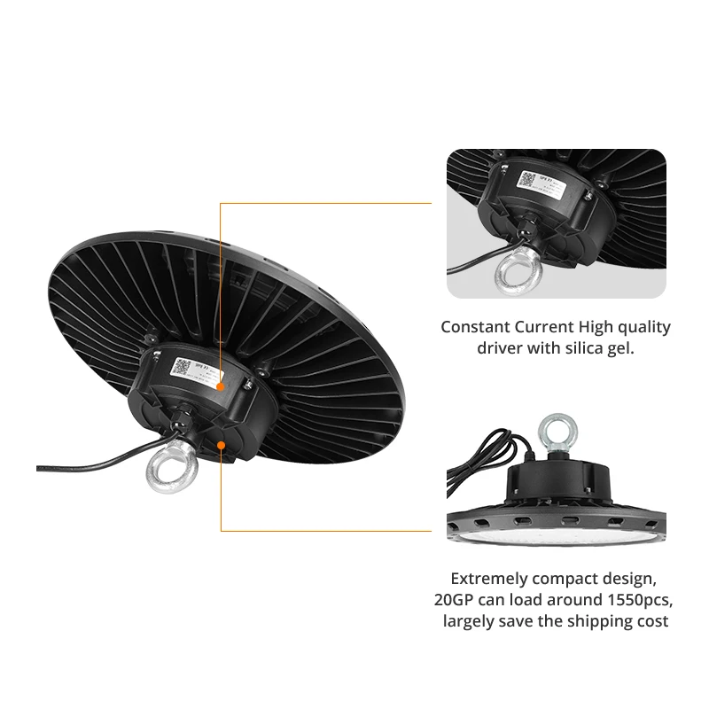  ETL listed 150W UFO light LED High Bay Light USA Warehouse 5000K гаражный светильник с американской вилкой 5 футов