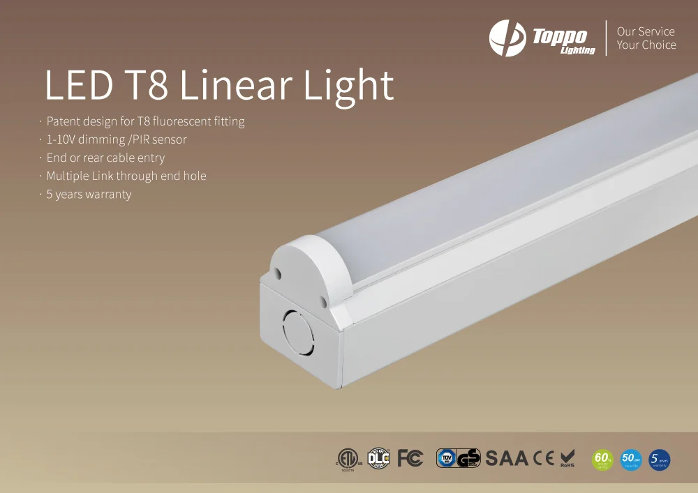 150cm 4000k T8 LED Linear Link T8 Batten Light With PIR Sensor emergency fitting LED batten light